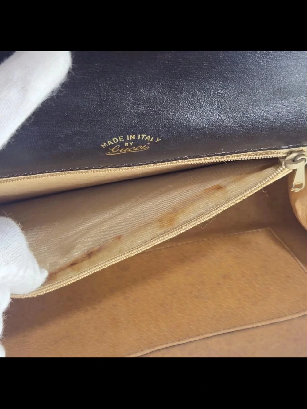 Gucci Black Leather Shoulder Bag with Gold Double G Accent